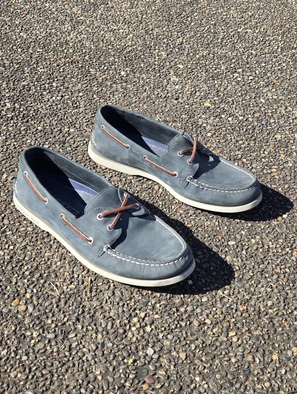 Sperry Top Sider for J. Crew Leather Boat Shoes Men's Size 12 Blue Slip-On